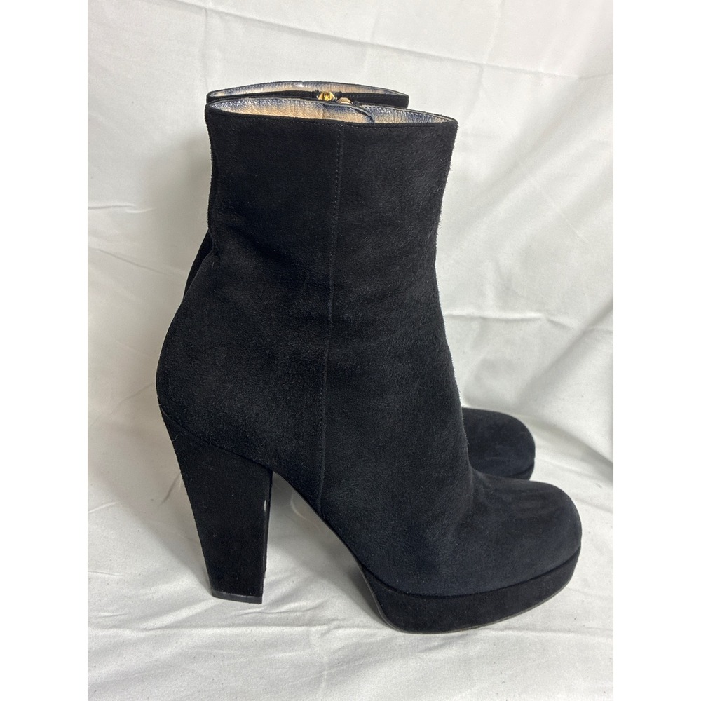 Yves Saint Laurent YSL Black Suede Tribute Platform Ankle Boots 38.5 Italy - Picture 2 of 11
